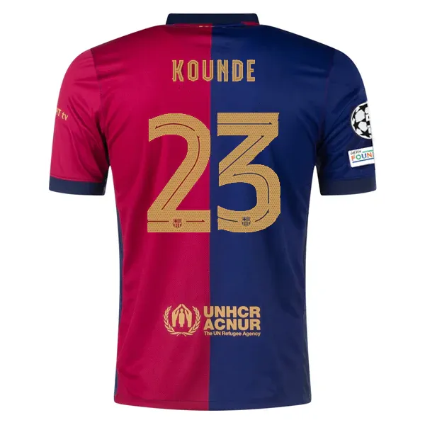 24-25 Barcelona Home Kounde 23 Jersey With Champions League Patches