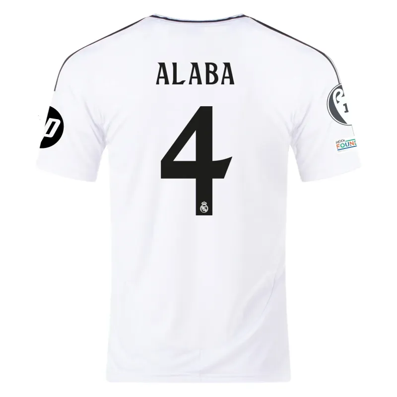 Real Madrid Alaba 4 Home Jersey 2024/2025 With Champions League + Club World Cup Patches