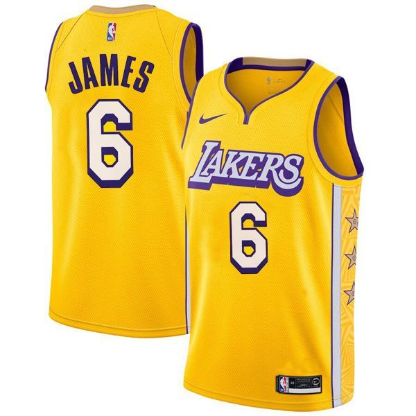 Los Angeles Lakers Gold Swingman Jersey LeBron James 6