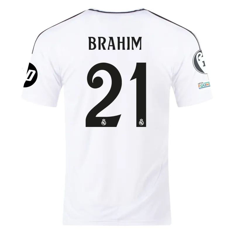 Real Madrid Brahim 21 Home Jersey 2024/2025 With Champions League + Club World Cup Patches