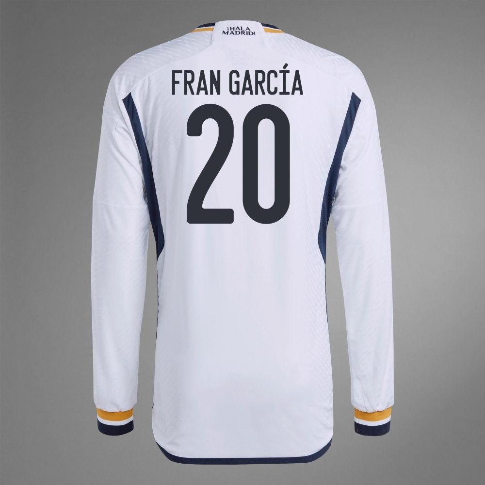 Real Madrid Home Fran García #20 Long Sleeve Jersey 2023/2024 (Player Version)