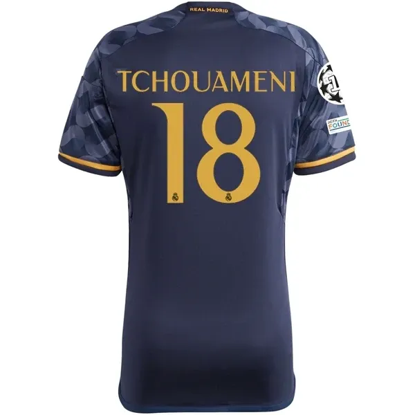 Real Madrid Tchouameni Away Jersey 2023/2024 With Champions League + Club World Cup Patches