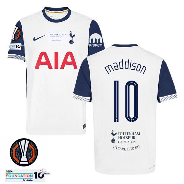 Tottenham Hotspur James Maddison #10 Home Europa League Final Jersey 2024/2025 (Player Version) Tottenham Hotspur James Maddison #10 Home Europa League Final Jersey 2024/2025 (Player Version)