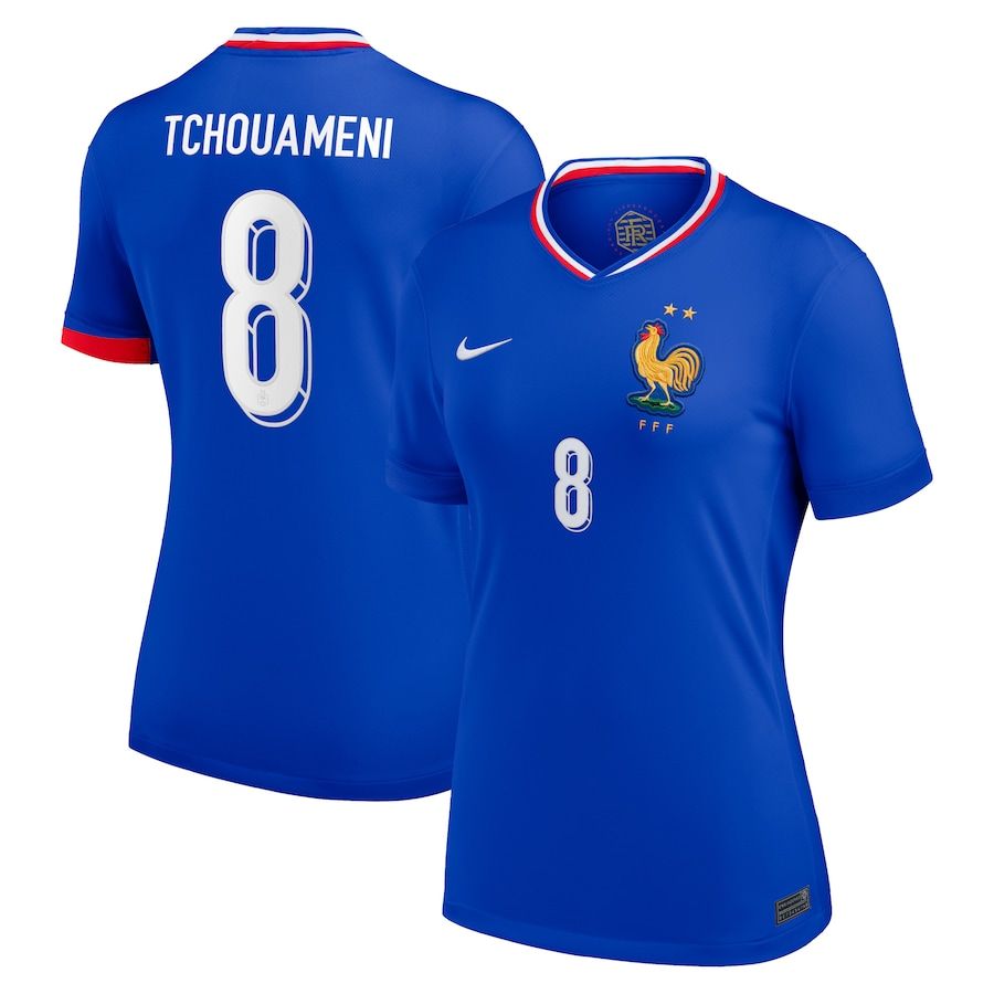 2024 France Tchouameni 8 Home Women Jersey 2024 France Tchouameni 8 Home Women Jersey