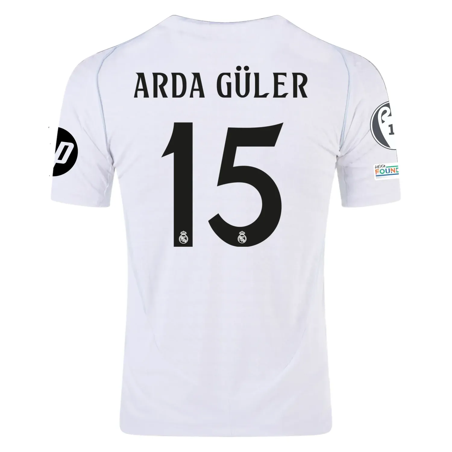 Real Madrid Arda Guler 15 Home Jersey 2024/2025 With Champions League + Club World Cup Patches (Player version) Real Madrid Arda Guler 15 Home Jersey 2024/2025 With Champions League + Club World Cup Patches (Player version)