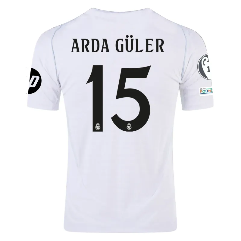 Real Madrid Arda Guler 15 Home Jersey 2024/2025 With Champions League + Club World Cup Patches (Player version)