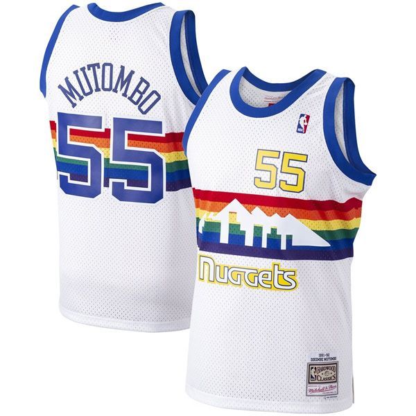 91-92 Denver Nuggets Hardwood Classics Swingman Jersey White Dikembe Mutombo 55