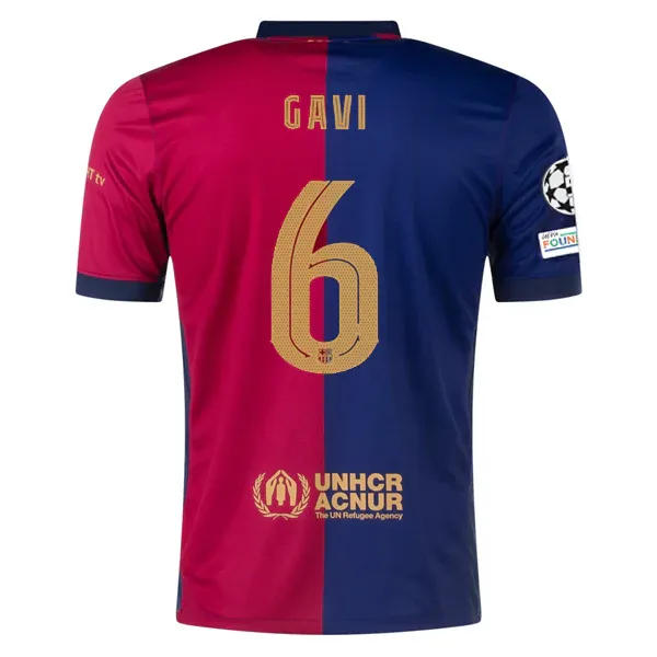 24-25 Barcelona Home Gavi 6 Jersey With Champions League Patches