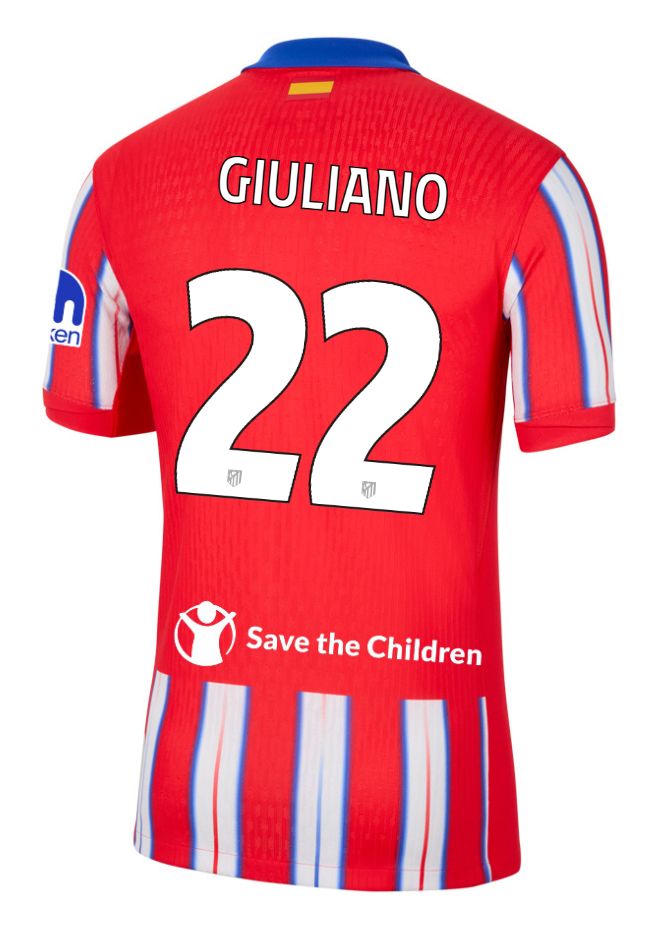 24-25 Atletico Madrid Home GIULIANO 22 Champions League Jersey