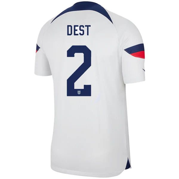 USA (USMNT)  Home Sergino Dest 2 World Cup White Soccer Jersey 2022/2023  (Player Version) USA (USMNT)  Home Sergino Dest 2 World Cup White Soccer Jersey 2022/2023  (Player Version)