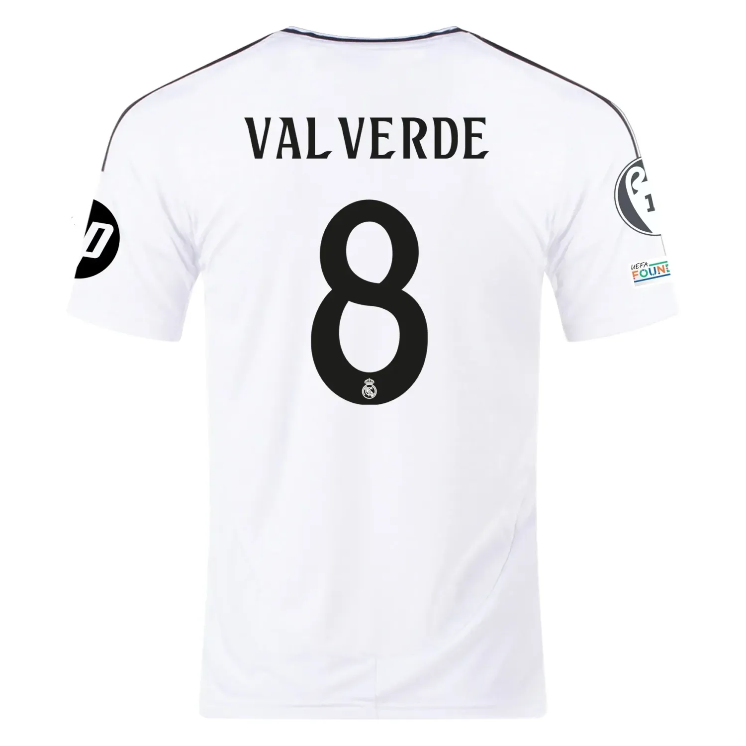 Real Madrid Valverde 8 Home Jersey 2024/2025 With Champions League + Club World Cup Patches Real Madrid Valverde 8 Home Jersey 2024/2025 With Champions League + Club World Cup Patches