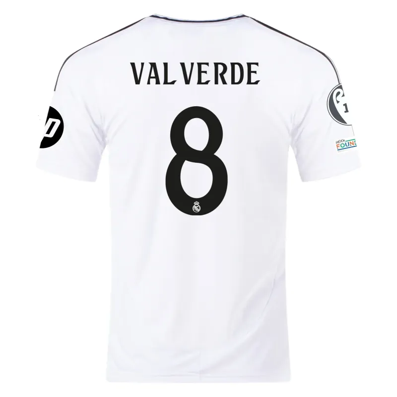 Real Madrid Valverde 8 Home Jersey 2024/2025 With Champions League + Club World Cup Patches
