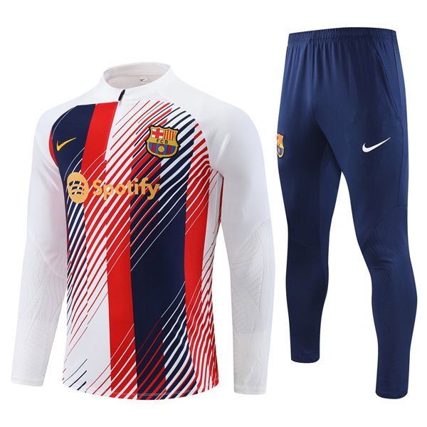 23-24 Barcelona White Zipper Tracksuit