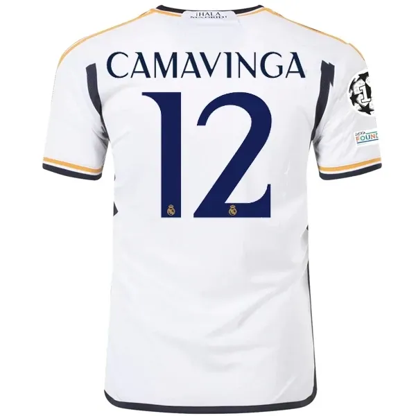 Real Madrid Eduardo Camavinga Home Jersey 2023/2024 With Champions League + Club World Cup Patches