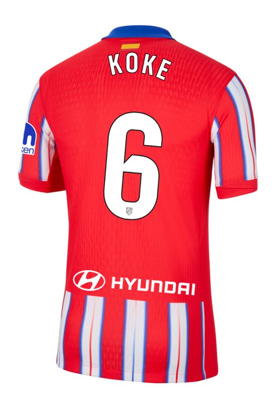 24-25 Atletico Madrid Home KOKE 6 Laliga Jersey