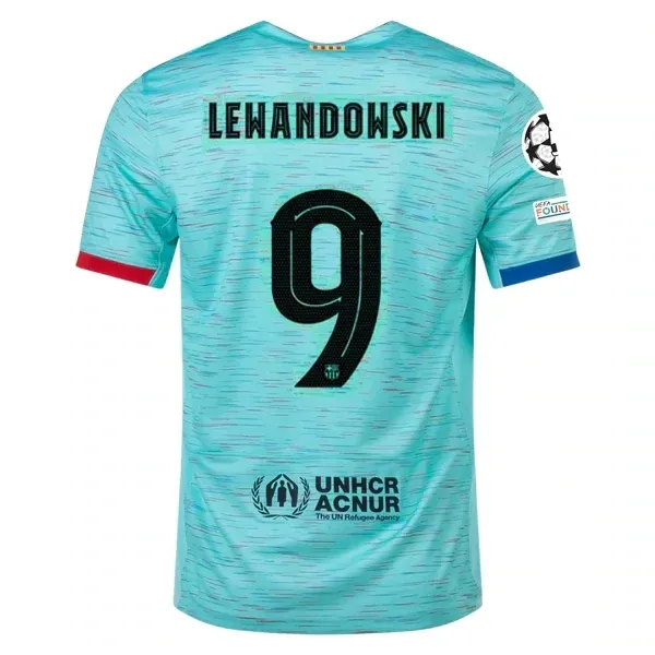 Barcelona Robert Lewandowski Third Jersey 2023/2024 With Champions League Patches