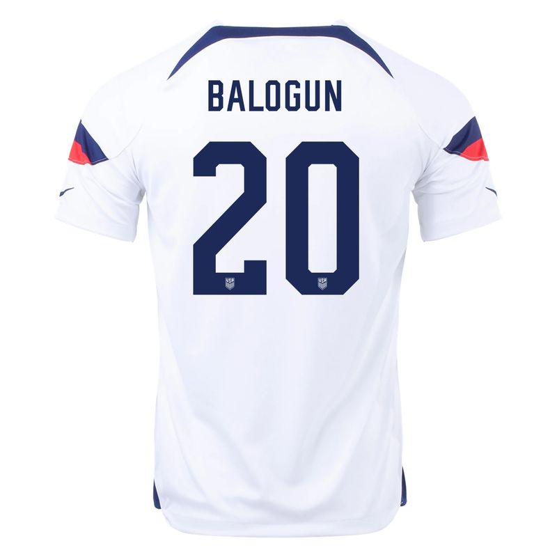USA  Home Folarin Balogun 20 World Cup White Soccer Jersey 2022