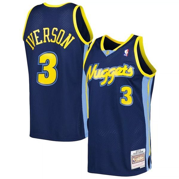 06-07 Denver Nuggets Hardwood Classics Swingman Navy Jersey Allen Iverson 3