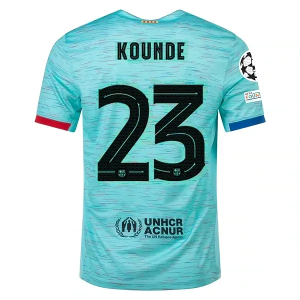Barcelona Jules Kounde Third Jersey 2023/2024 With Champions League Patches