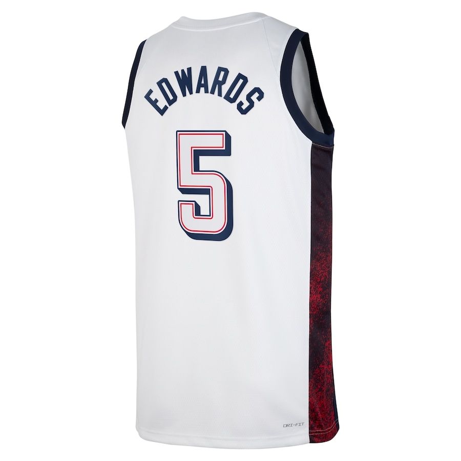 Anthony Edwards #5 White Men's USA Basketball 2024 Swingman Player Jersey Anthony Edwards #5 White Men's USA Basketball 2024 Swingman Player Jersey