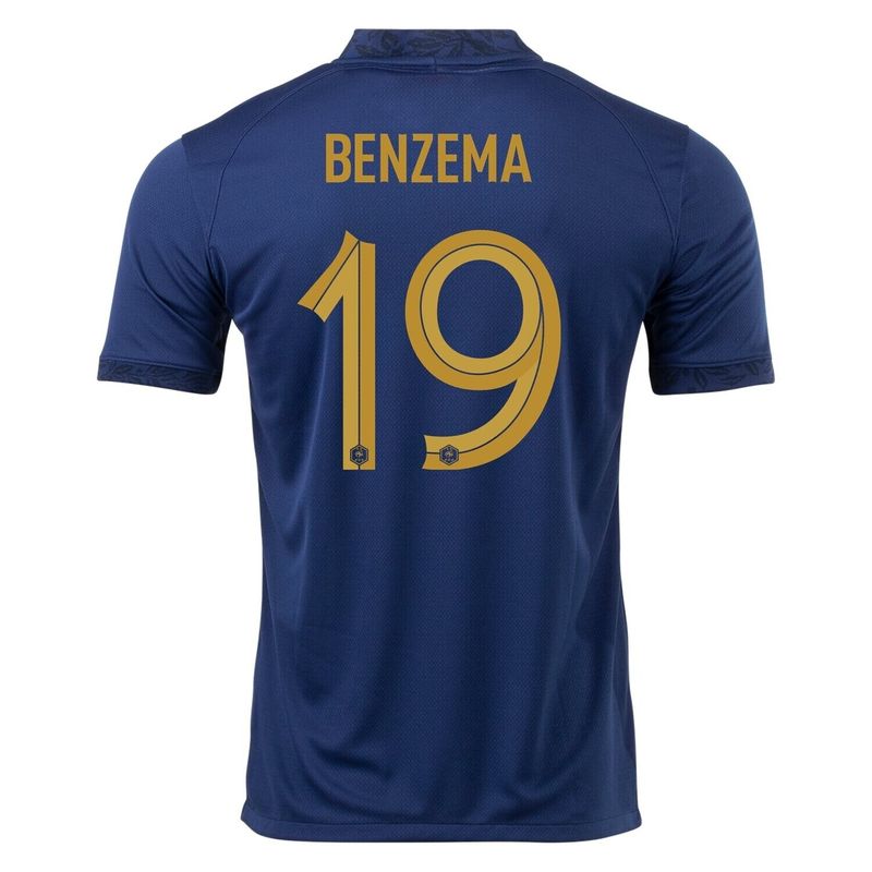 France Home Benzema  19 World Cup Jersey 2022