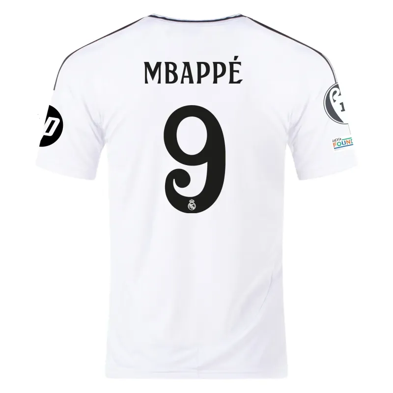 Real Madrid Mbappe 9 Home Jersey 2024/2025 With Champions League + Club World Cup Patches