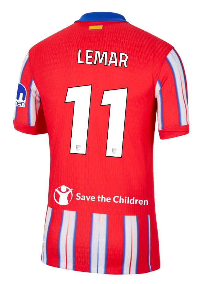 24-25 Atletico Madrid Home LEMAR 11 Champions League Jersey (Player Version) 24-25 Atletico Madrid Home LEMAR 11 Champions League Jersey (Player Version)