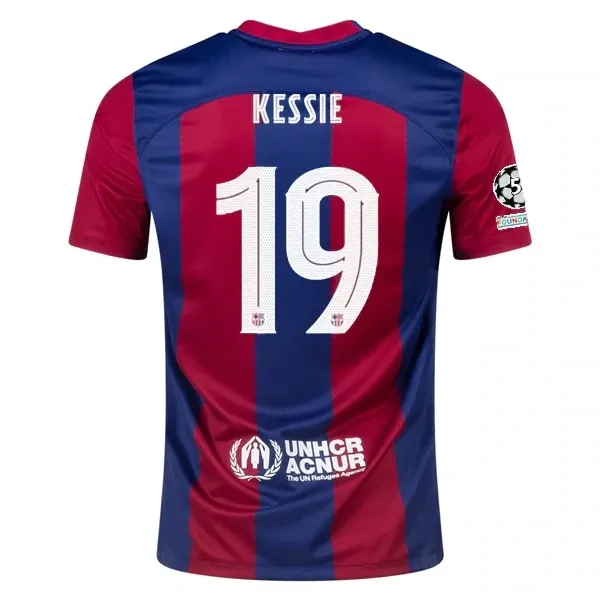 Barcelona Franck Kessie Home Jersey 2023/2024 With Champions League Patches Barcelona Franck Kessie Home Jersey 2023/2024 With Champions League Patches