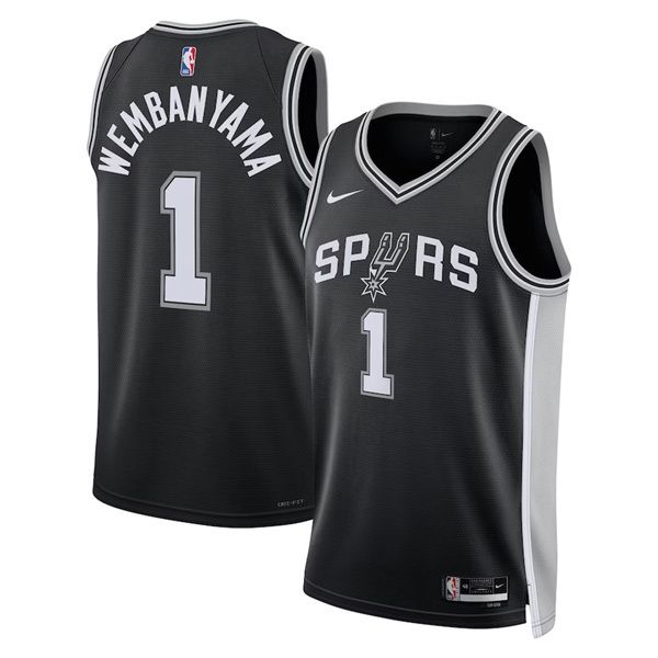 2022-23 San Antonio Spurs Victor Wembanyama 1 Black Icon Jersey