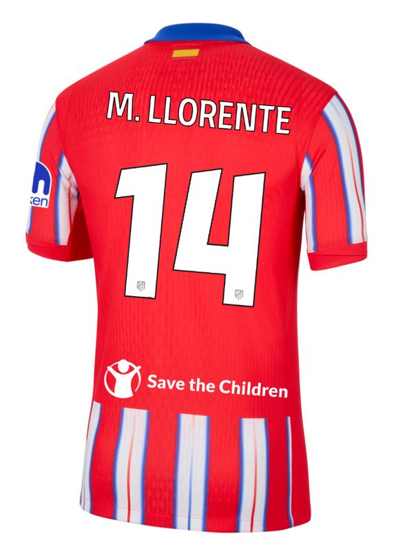 24-25 Atletico Madrid Home M. LLORENTE 14 Champions League Jersey (Player Version)