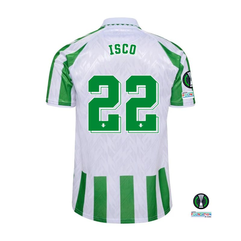 Real Betis Home Isco #22 Jersey 2024 With UEFA Conference League Patches