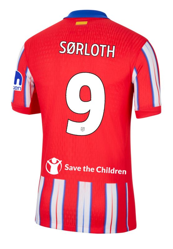 24-25 Atletico Madrid Home SØRLOTH 9 Champions League Jersey