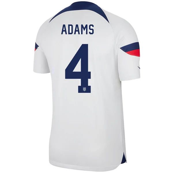 USA (USMNT) Home Tyler Adams 4 World Cup White Soccer Jersey 2022/2023  (Player Version)