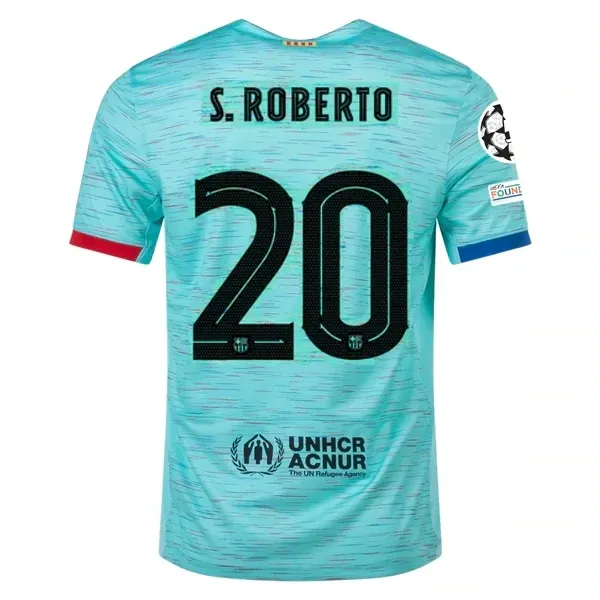 Barcelona Sergi Roberto Third Jersey 2023/2024 With Champions League Patches Barcelona Sergi Roberto Third Jersey 2023/2024 With Champions League Patches