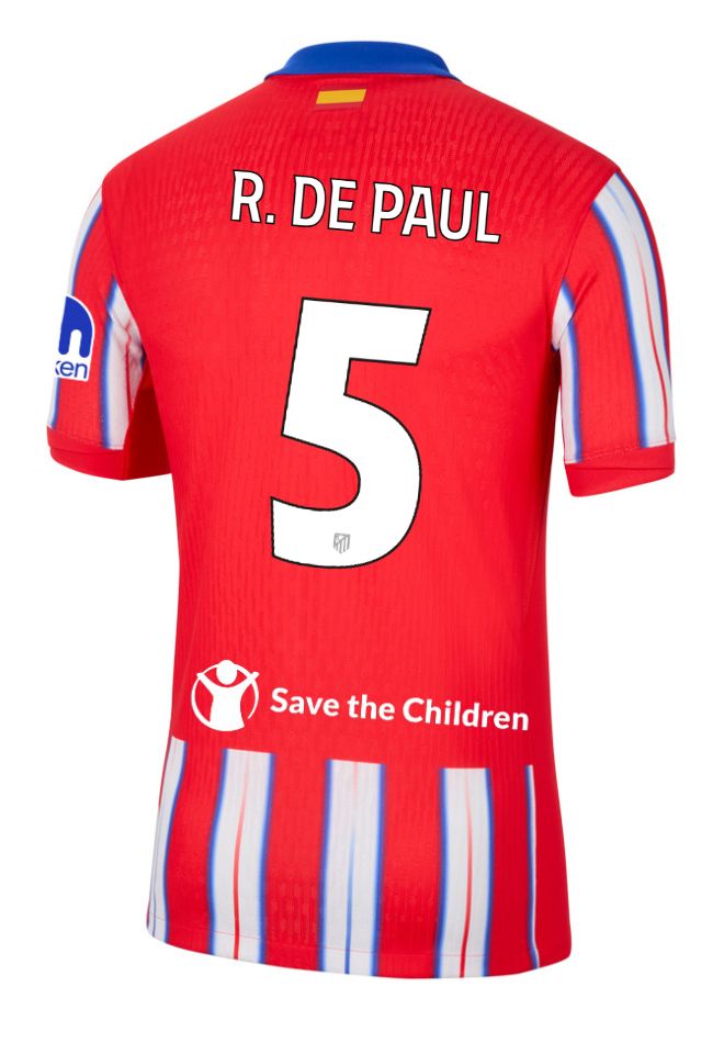 24-25 Atletico Madrid Home R. DE PAUL 5 Champions League Jersey