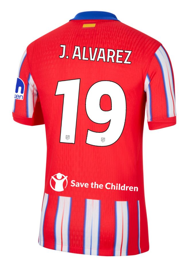 24-25 Atletico Madrid Home J. ALVAREZ 19 Champions League Jersey (Player Version)