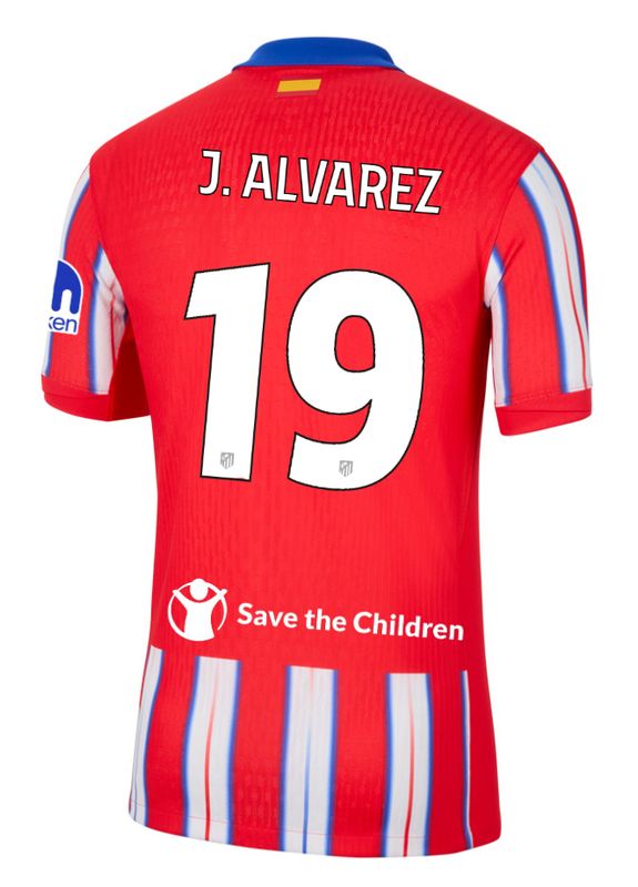 24-25 Atletico Madrid Home J. ALVAREZ 19 Champions League Jersey (Player Version)