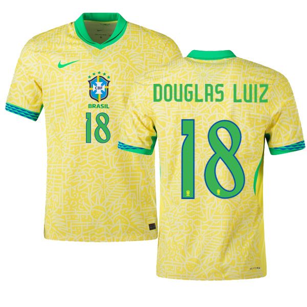 2024 Brazil DOUGLAS LUIZ 18 Home Jersey (Player Version)