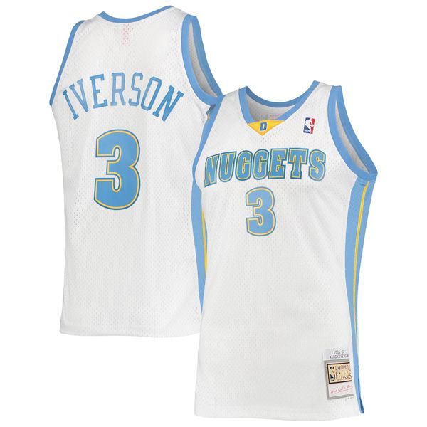 06-07 Denver Nuggets Hardwood Classics Swingman White Jersey Allen Iverson 3