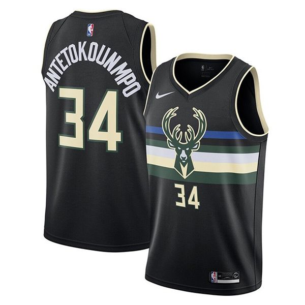 2019-20 Milwaukee Bucks Giannis Antetokounmpo 34 Black Finished Swingman Jersey 2019-20 Milwaukee Bucks Giannis Antetokounmpo 34 Black Finished Swingman Jersey