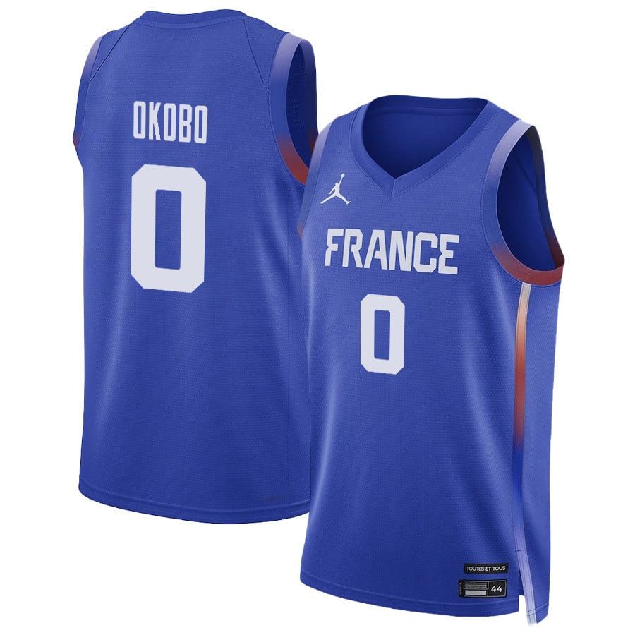 Elie Okobo 0 France Basketball 2024 Summer Olympics Player Limited Unisex Jersey - Royal Elie Okobo 0 France Basketball 2024 Summer Olympics Player Limited Unisex Jersey - Royal