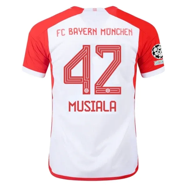 Bayern Munich Jamal Musiala Home Jersey 2023/2024 With Champions League Patches Bayern Munich Jamal Musiala Home Jersey 2023/2024 With Champions League Patches