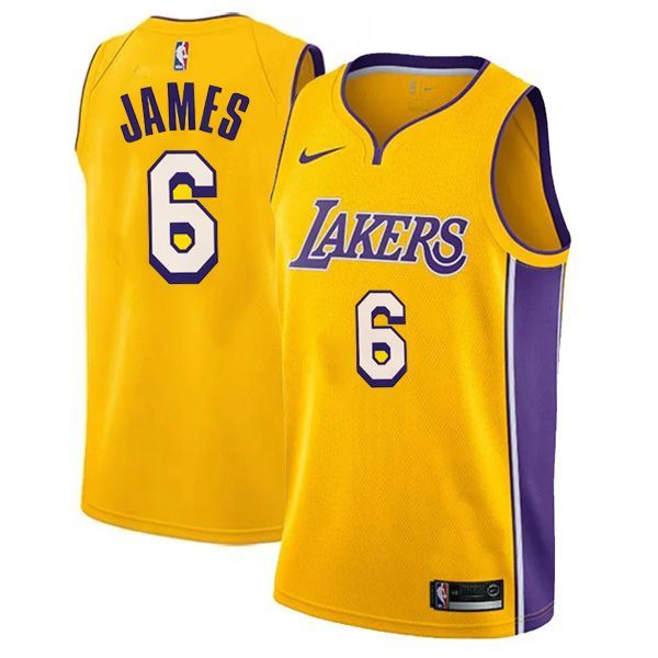 Los Angeles Lakers Swingman Gold Icon Edition Jersey LeBron James 6
