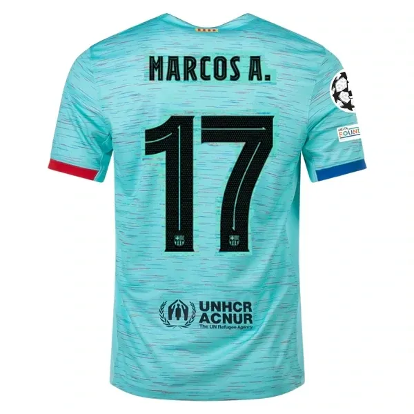 Barcelona Marcos Alonso Third Jersey 2023/2024 With Champions League Patches