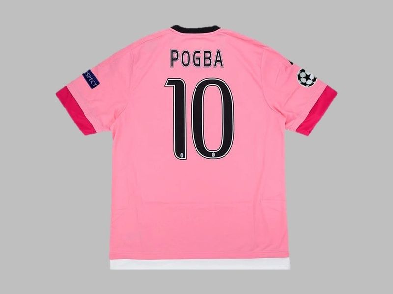 Juventus Away Paul Pogba #10 Pink Retro Jersey 2015-2016