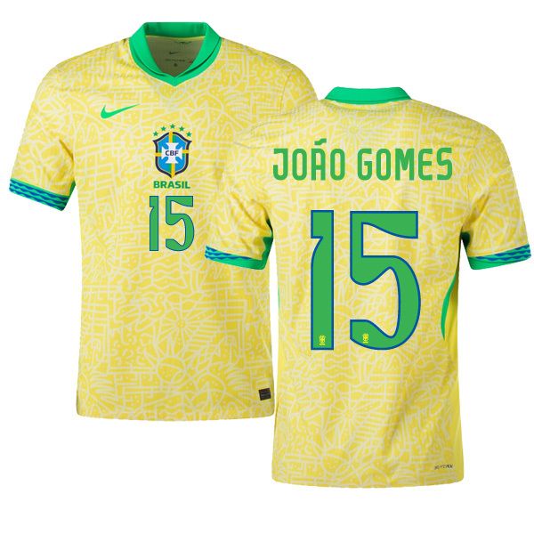 2024 Brazil JOÃO GOMES 15 Home Jersey (Player Version)