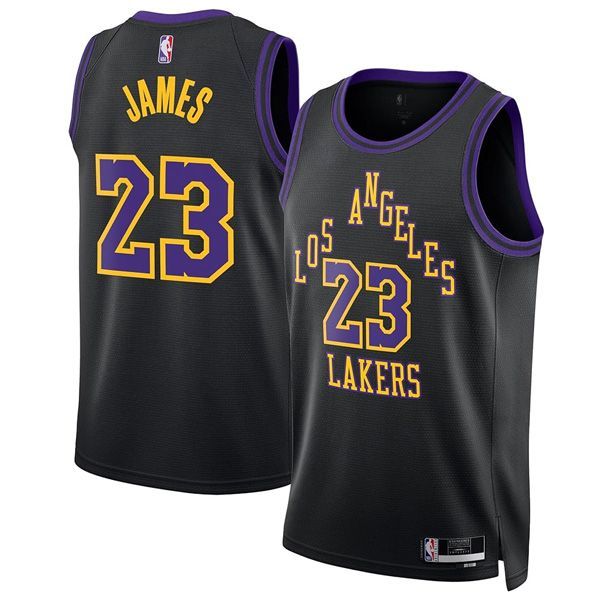 23-24 Los Angeles Lakers City Edition Black Jersey LeBron James 23