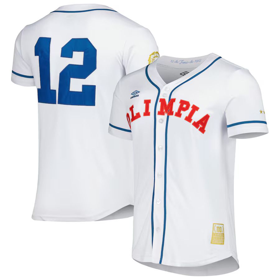 Men's Umbro White Club Deportivo Olimpia Baseball Jersey Men's Umbro White Club Deportivo Olimpia Baseball Jersey