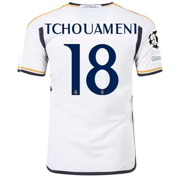 Real Madrid Tchouameni Home Jersey 2023/2024 With Champions League + Club World Cup Patches