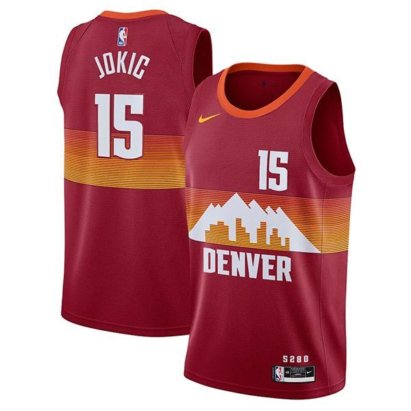 21-22 Mens Denver Nuggets Nikola Jokic 15 Red Swingman Jersey 1